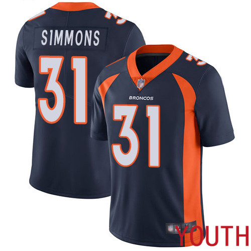 Youth Denver Broncos #31 Justin Simmons Navy Blue Alternate Vapor Untouchable Limited Player Football NFL Jersey->youth nfl jersey->Youth Jersey
